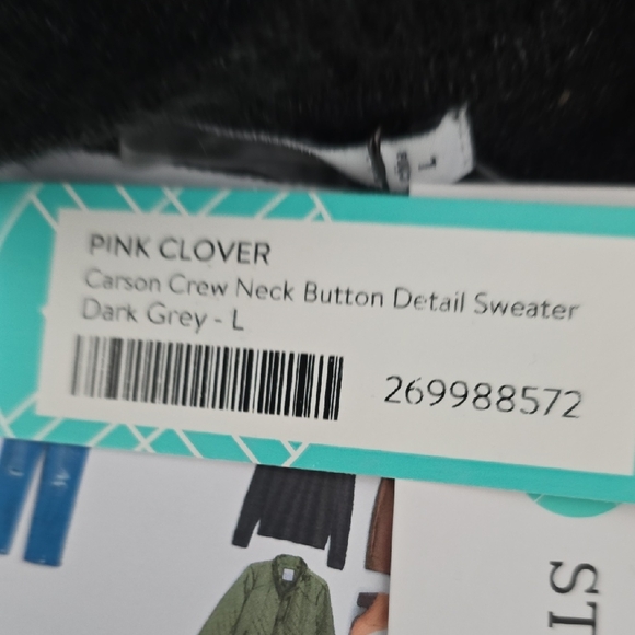 PINK CLOVER 🛍 Carson Button Detail Crew Neck Sweater - Size L - Picture 10 of 11
